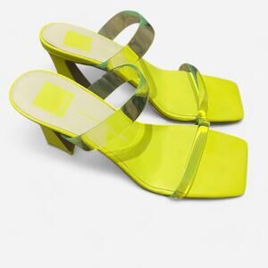 Dolce Vita neon or chartreuse clear block heel sandals